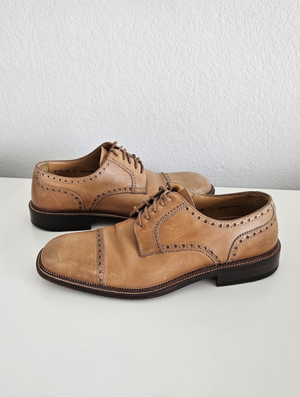 Magnanni Leather Brogue Cap Toe Derby Dress Shoes 8130 Made In Spain Mens 10 D